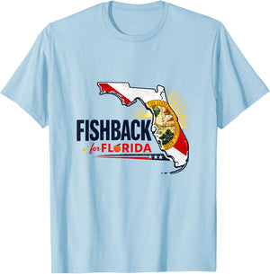 Bold Florida First, Florida Orange Fishback State Leadership T-Shirt - T-Shirt | Light Blue