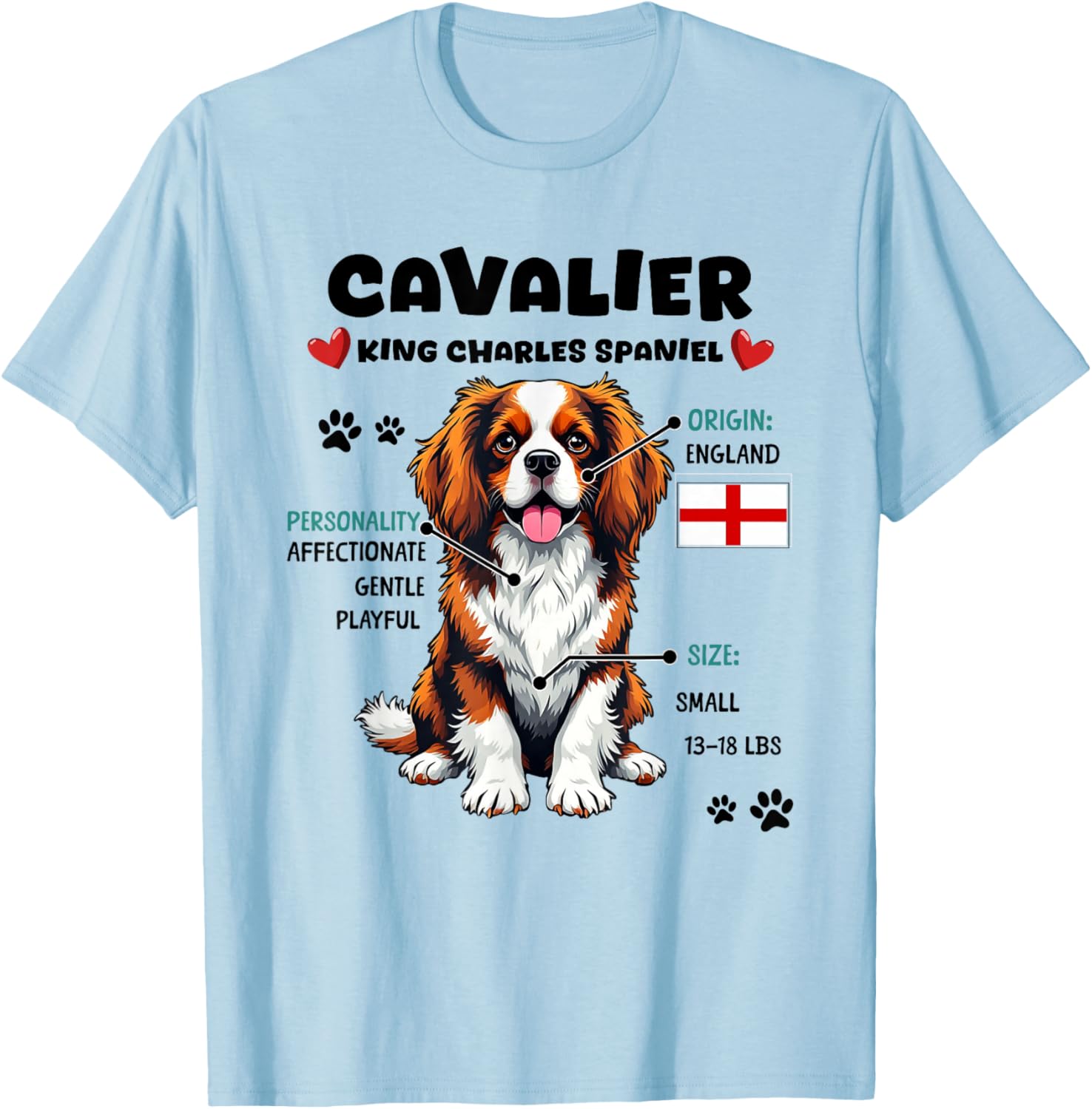 Cavalier King Charles Spaniel Owner Funny Dog Lover T-Shirt - T-Shirt | Light Blue