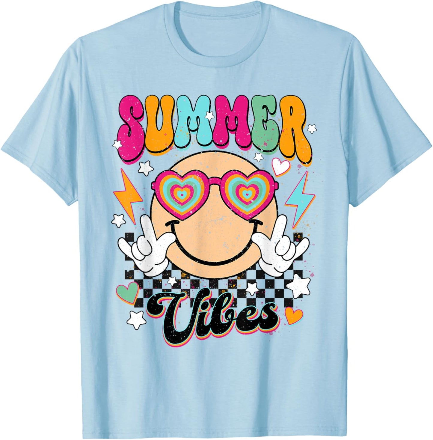 Retro Summer Vibes Men Kids Summer Vacation T-Shirt - T-Shirt | Light Blue