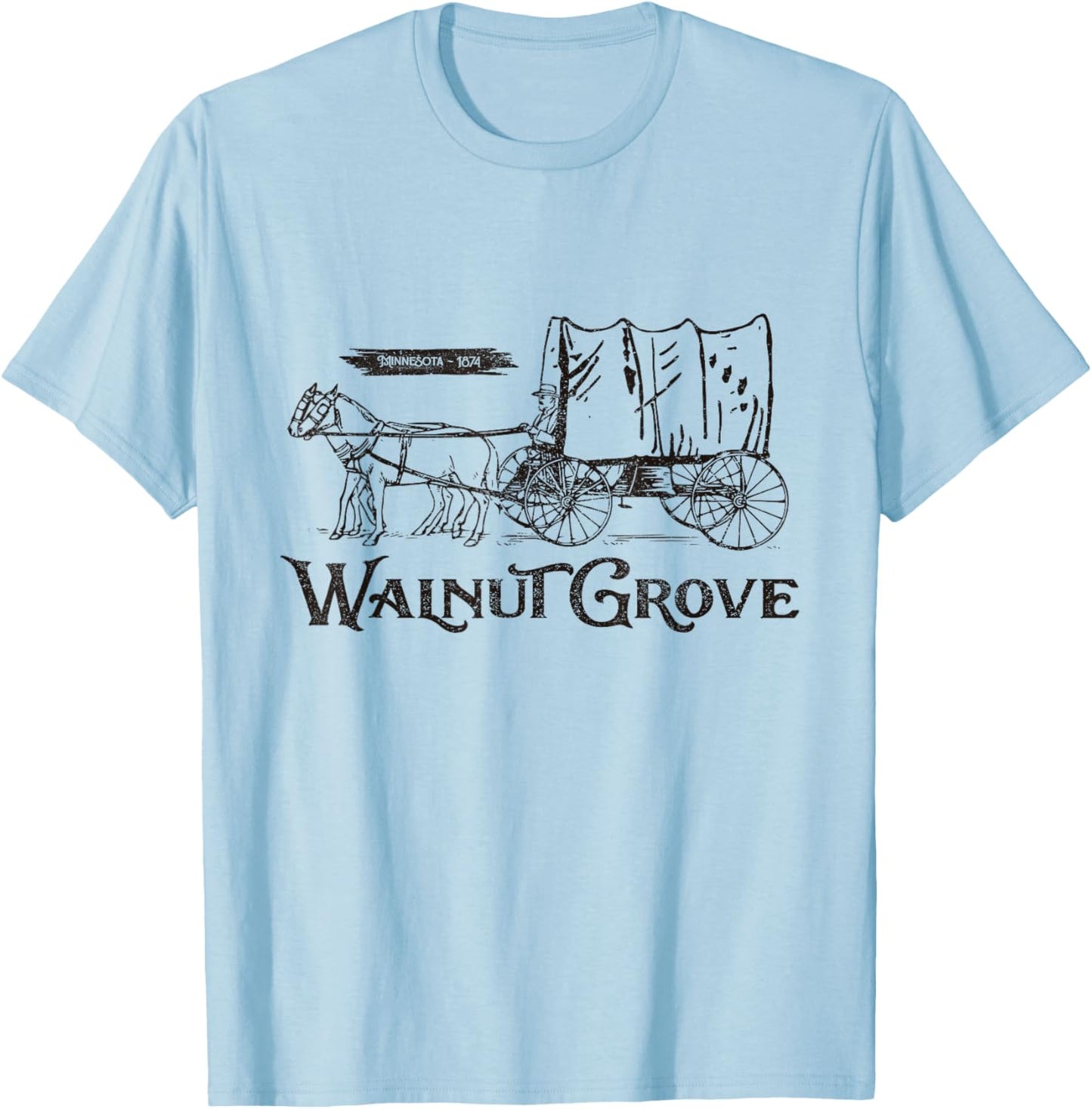 Walnut Grove 1874 Minnesota USA, Wagon des prairies T-Shirt - T-Shirt | Light Blue