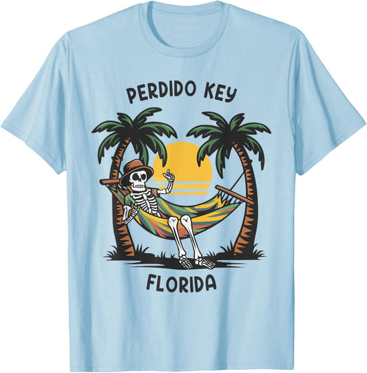 Vintage Perdido Key Florida Palms FL Sunset Funny T-Shirt - T-Shirt | Light Blue