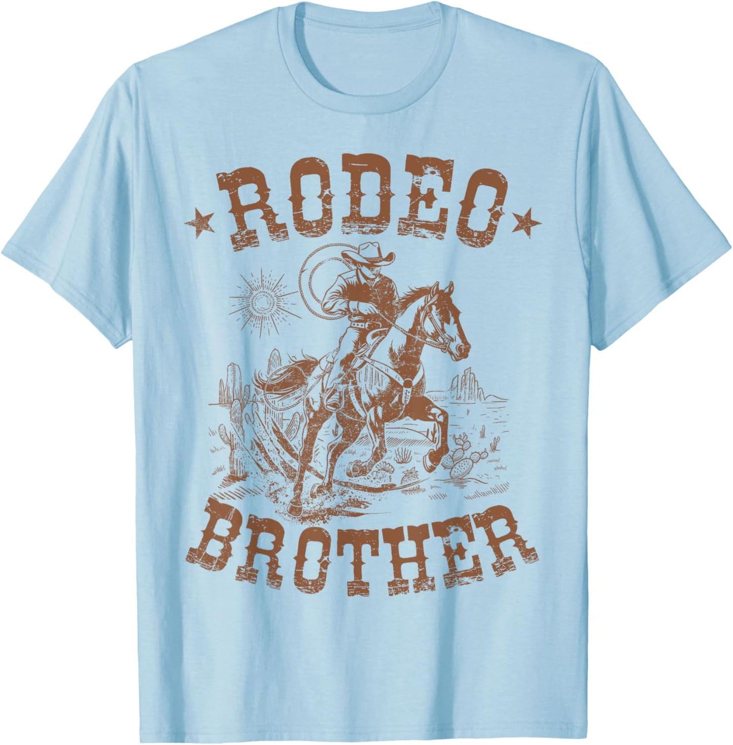 Rodeo Brother Western Cowboy Birthday Family Matching T-Shirt - T-Shirt | Light Blue