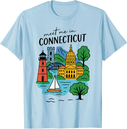 Meet me in Connecticut - Cute US State Travel Retro Design T-Shirt - T-Shirt | Light Blue
