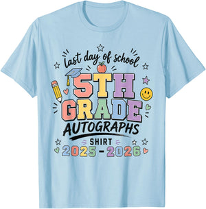 Last Day 5th Grade Autograph Kids Signature School Signing T-Shirt - T-Shirt | Light Blue
