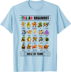 Italian Brain Rot Characters Italian Brainrot Shirt Meme T-Shirt - T-Shirt | Light Blue