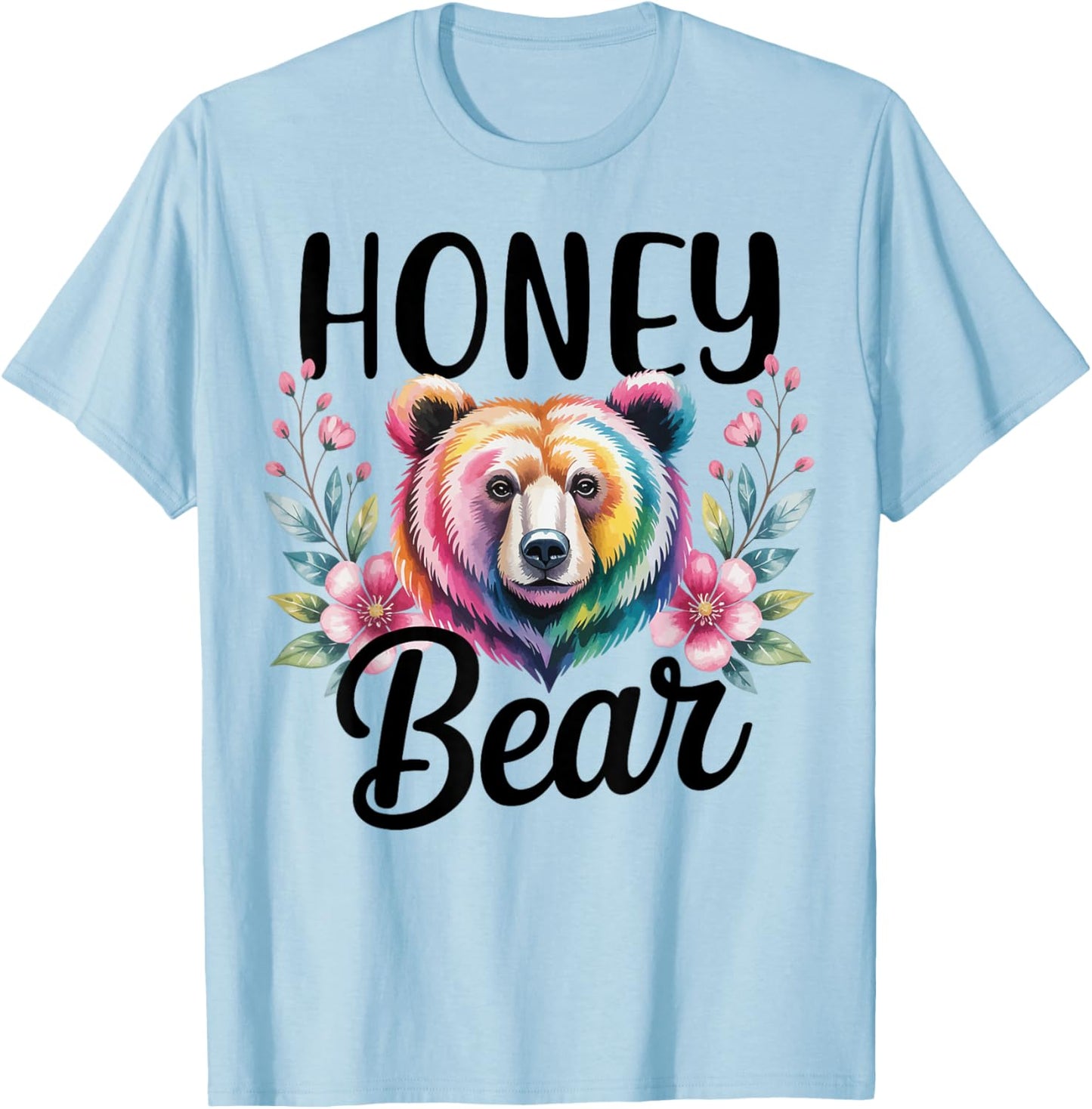 Honey Bear Floral Graphic for Mothers Day Moments T-Shirt - T-Shirt | Light Blue