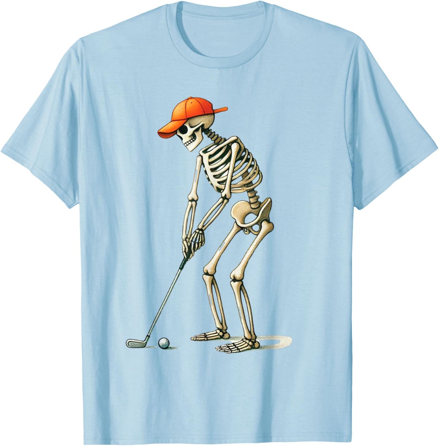 Skeleton Golf Halloween Golfer Golf Player Funny Men Dad T-Shirt - T-Shirt | Light Blue