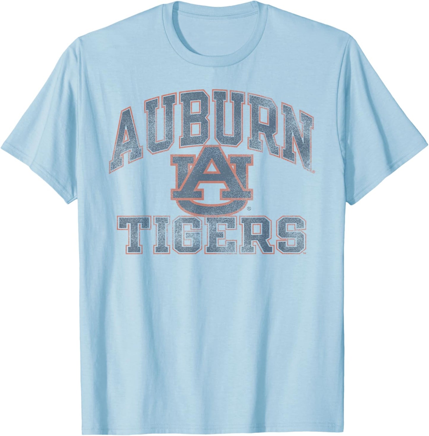 Auburn Tigers Vintage Worn Gray Officially Licensed T-Shirt - T-Shirt | Light Blue