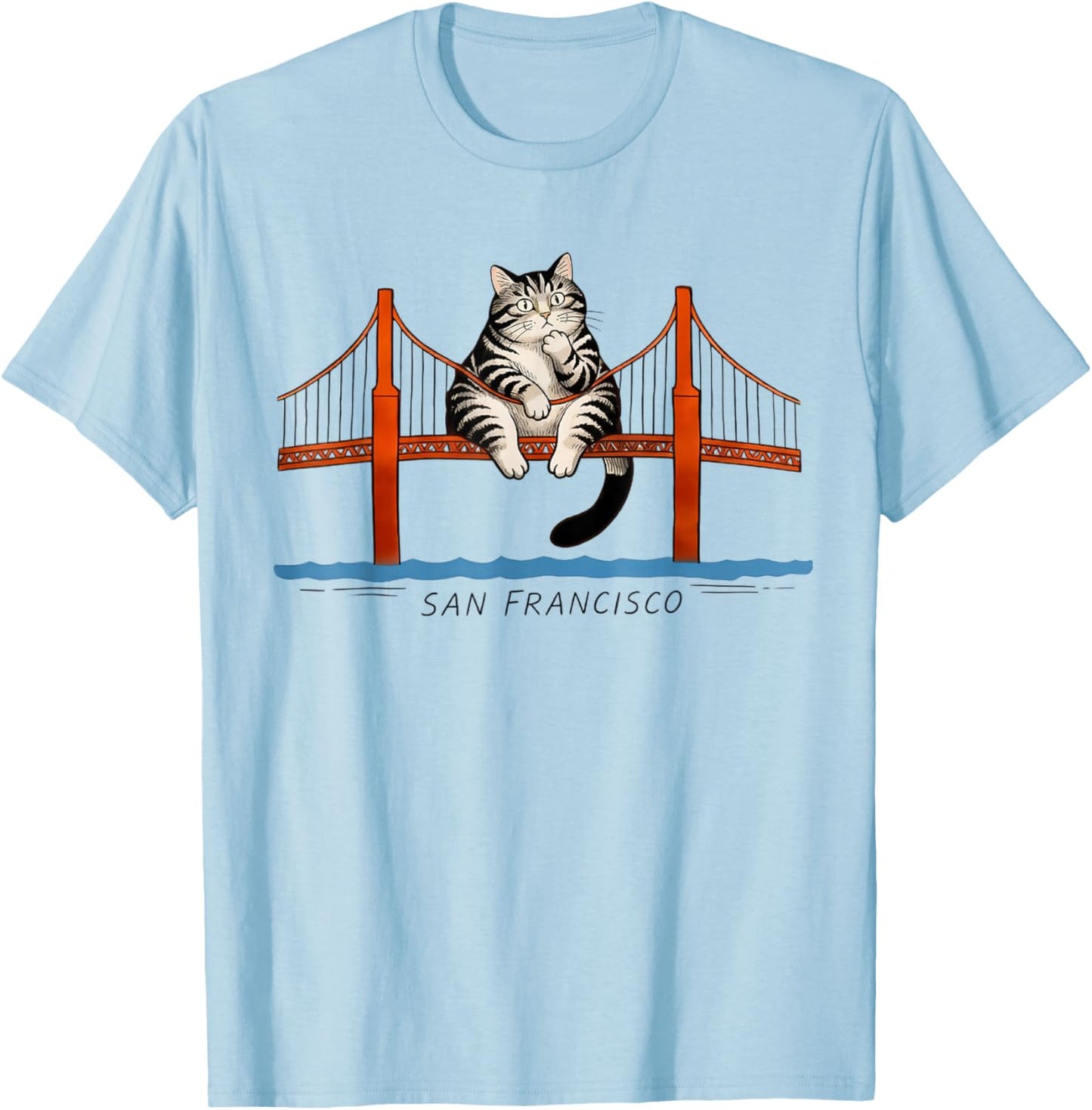 San Francisco Cat Golden Gate Bridge Lesebücher T-Shirt - T-Shirt | Light Blue