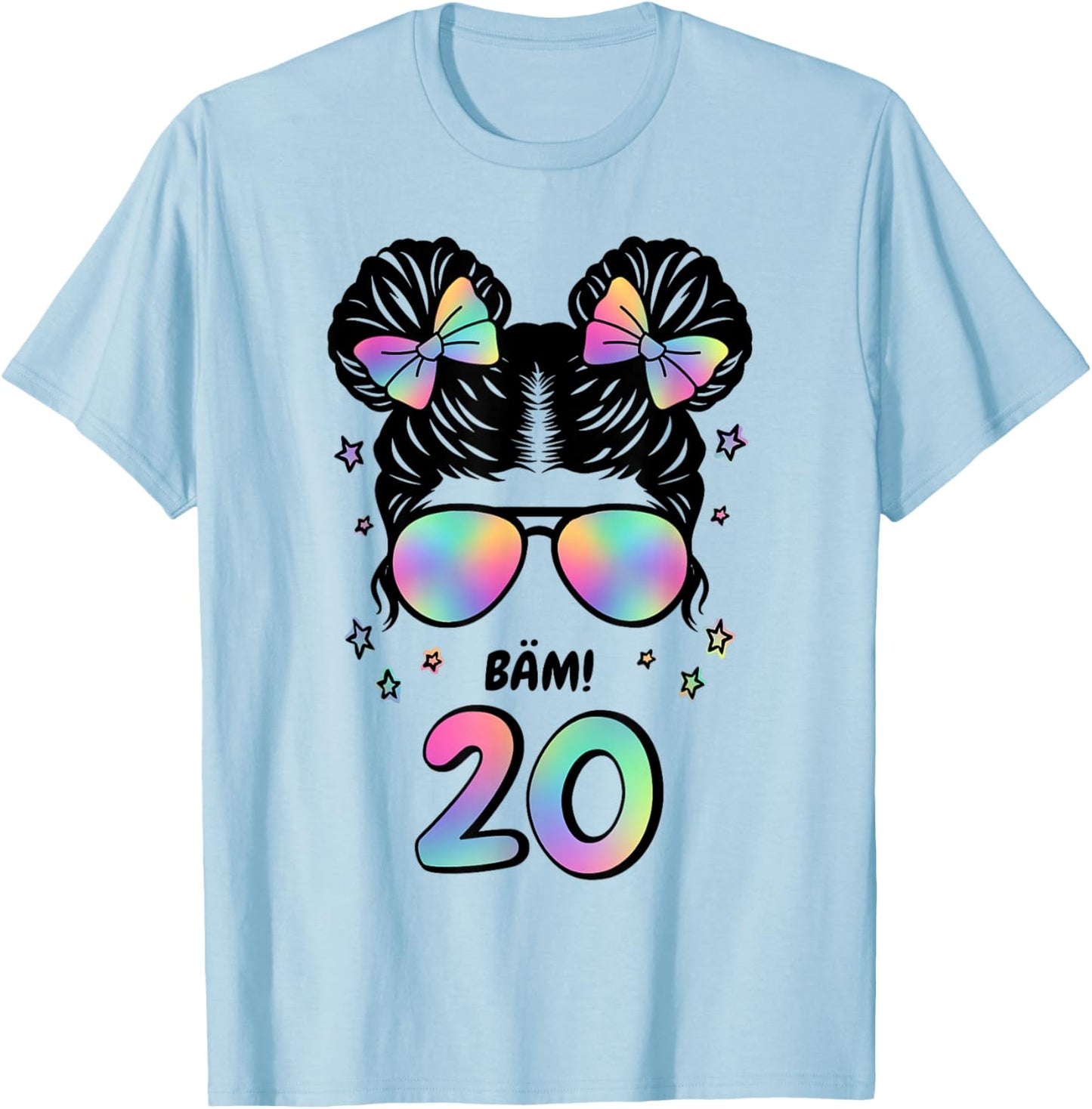 20. Geburtstag Mädchen Messy Bun Bäm! 20 T-Shirt - T-Shirt | Light Blue