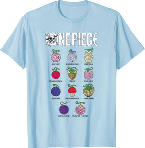 One Piece Devil Fruits T-Shirt - T-Shirt | Light Blue