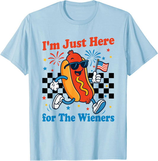 I'm Just Here for The Wieners Hot Dog 4th of July 250 Years T-Shirt - T-Shirt | Light Blue
