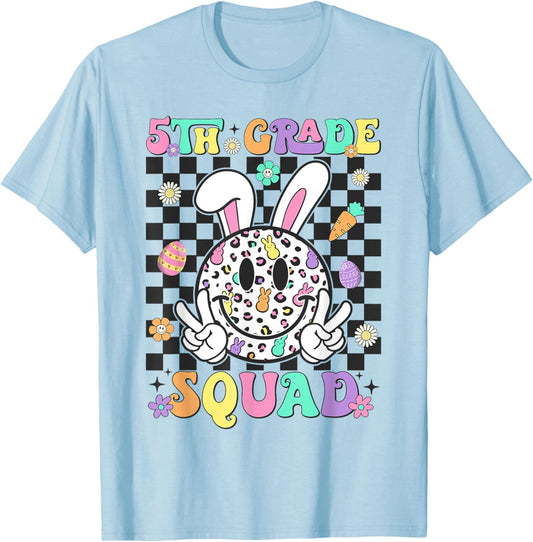 5th Grade Squad Rabbit Bunny Easter Day Teacher Student T-Shirt - T-Shirt | Light Blue