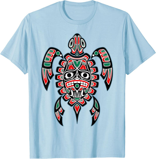 Turtle Haida Native American Indian Pride Tlingit Men Women T-Shirt - T-Shirt | Light Blue