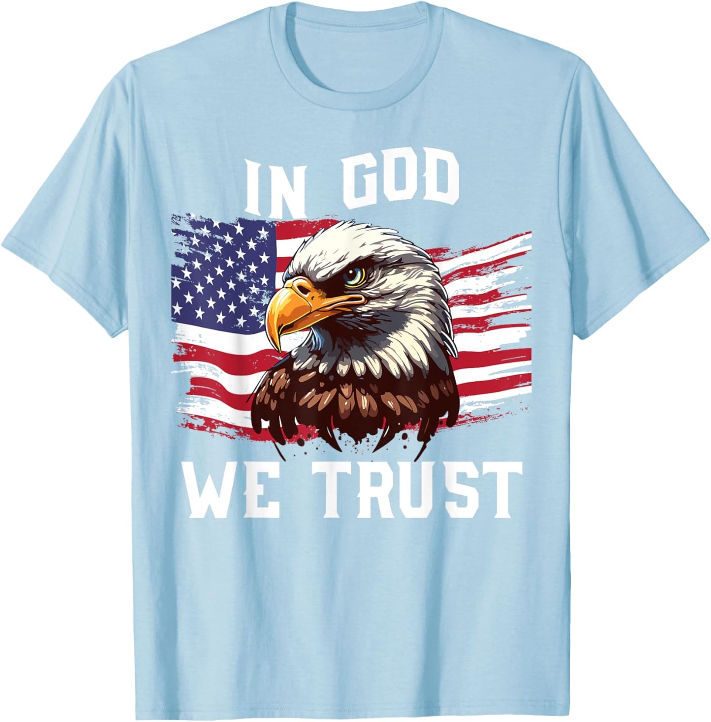 Men In God We Trust 4th July American Flag Eagle Boy Toddler T-Shirt - T-Shirt | Light Blue