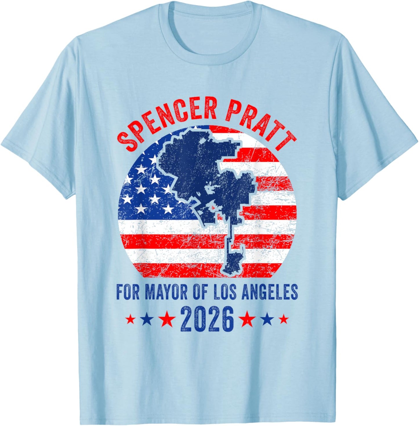 Spencer Pratt for Mayor of Los Angeles 2026 Funny Men Women T-Shirt - T-Shirt | Light Blue