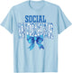 Social Worker Toile Floral Coquette Bow Month Graduation T-Shirt - T-Shirt | Light Blue