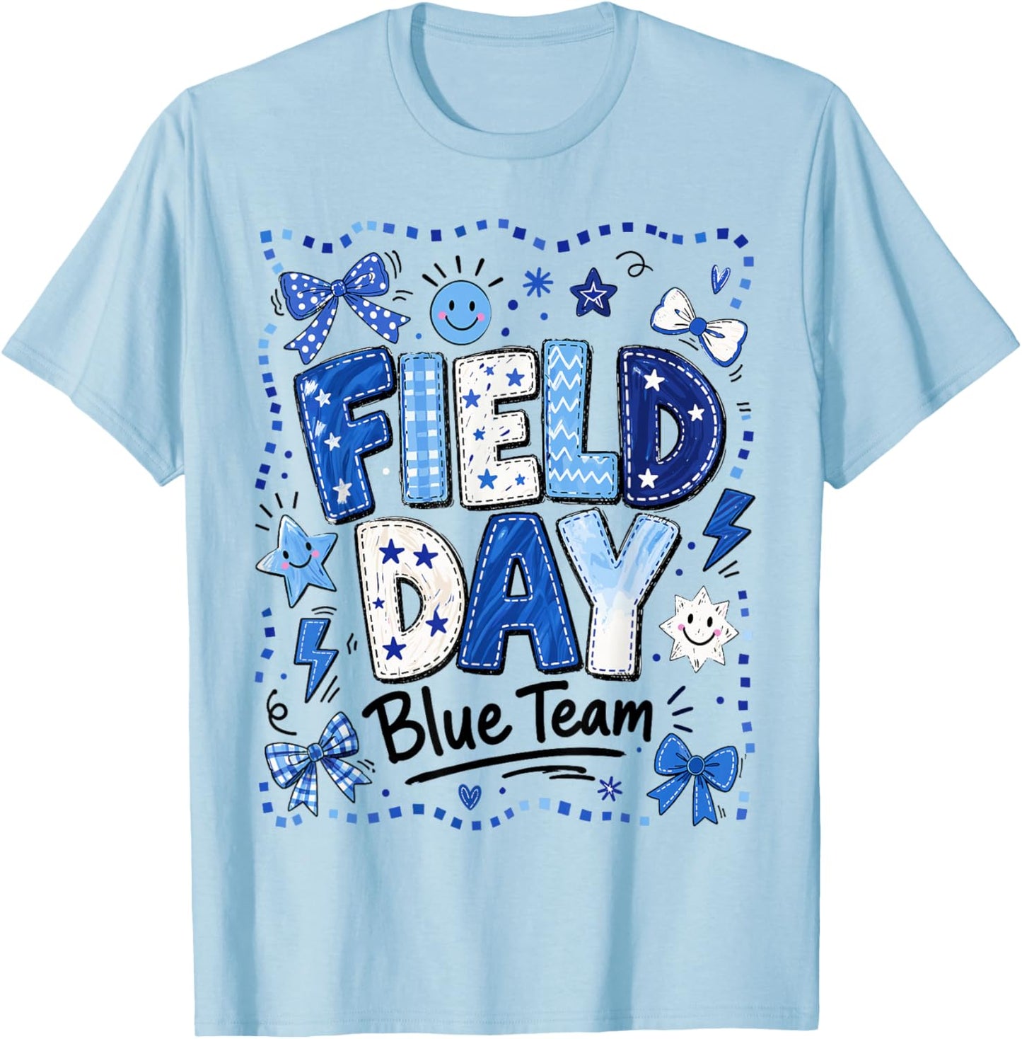 Field Day Blue Team Funny for Kids Teacher Field Day Games T-Shirt - T-Shirt | Light Blue