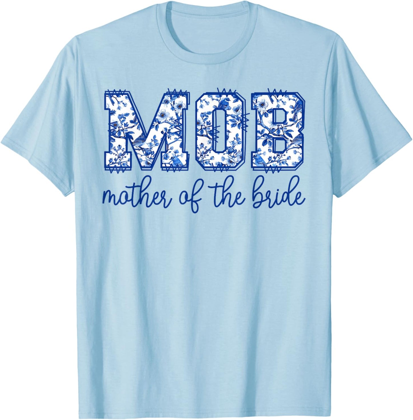 Mother Of The Bride MOD Toile Floral Matching Wedding Party T-Shirt - T-Shirt | Light Blue