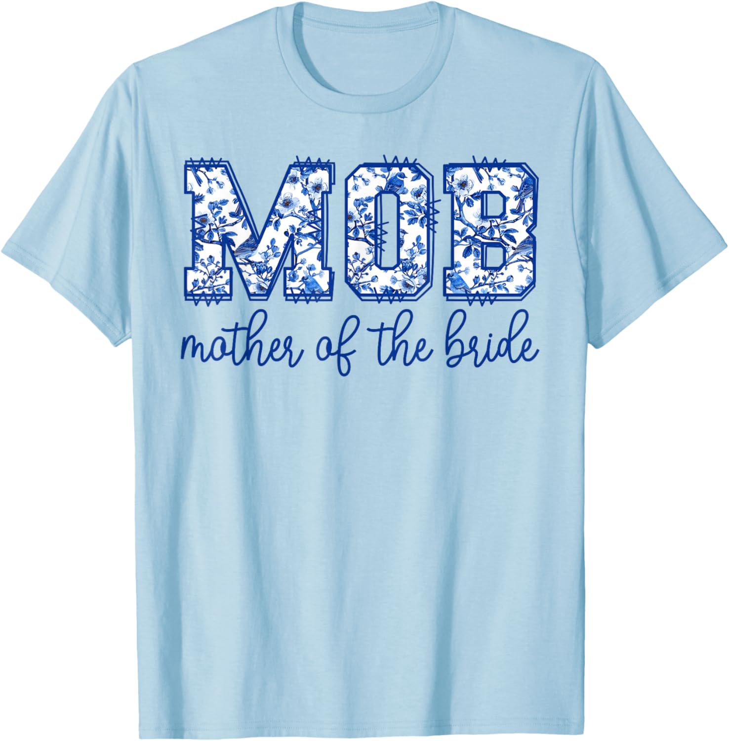 Mother Of The Bride MOD Toile Floral Matching Wedding Party T-Shirt - T-Shirt | Light Blue