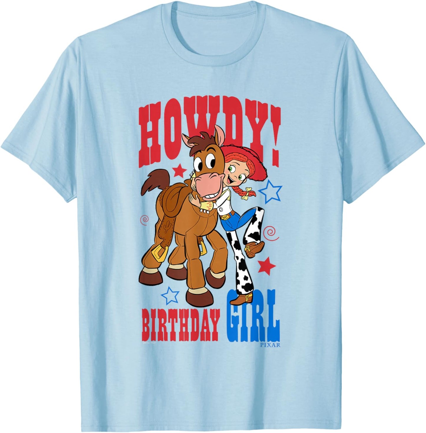 Disney Pixar Toy Story Jessie Bullseye Birthday Girl Howdy T-Shirt - T-Shirt | Light Blue
