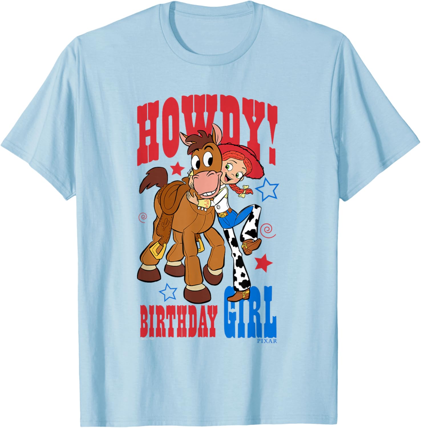 Disney Pixar Toy Story Jessie Bullseye Birthday Girl Howdy T-Shirt - T-Shirt | Light Blue