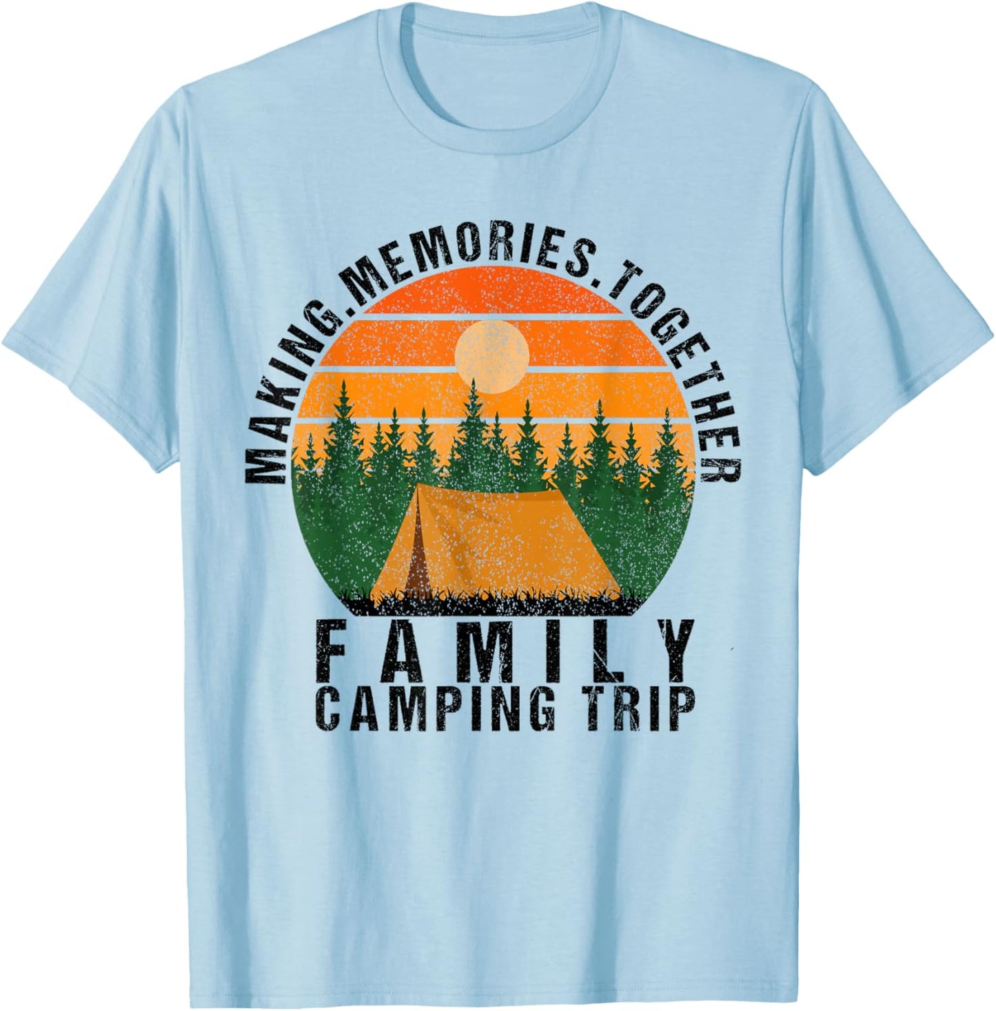 Vintage Camper Camp Family Camping Trip 2025 Women Men Kids T-Shirt - T-Shirt | Light Blue