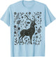 Folklore Forest Stag Linocut Nature Lino Print Deer Folk Art T-Shirt - T-Shirt | Light Blue