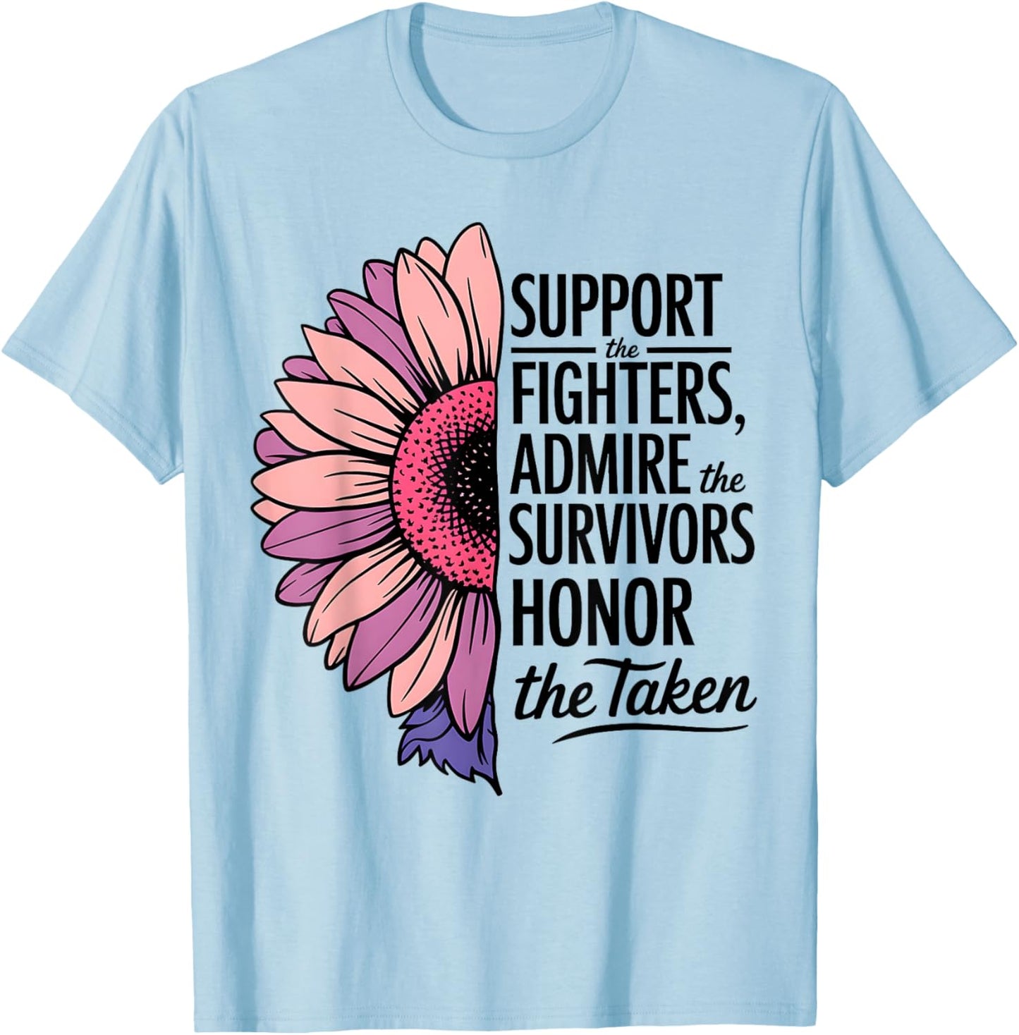 Breast Cancer Support Admire Honor Breast Cancer Awareness T-Shirt - T-Shirt | Light Blue