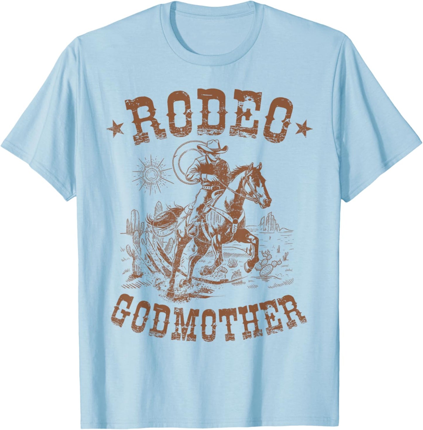 Rodeo Godmother Western Cowboy Family Matching Mother's Day T-Shirt - T-Shirt | Light Blue
