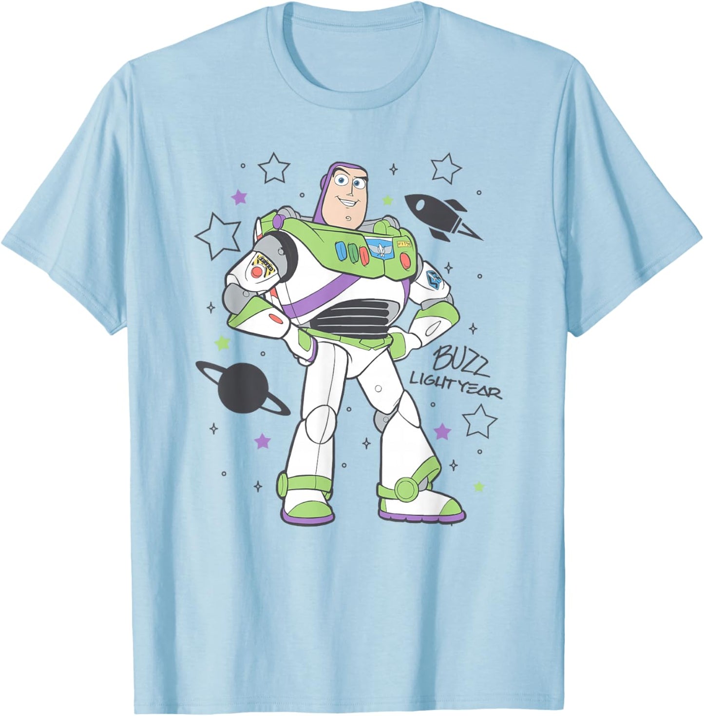Disney Pixar Toy Story Buzz Lightyear's Signature Portrait T-Shirt - T-Shirt | Light Blue
