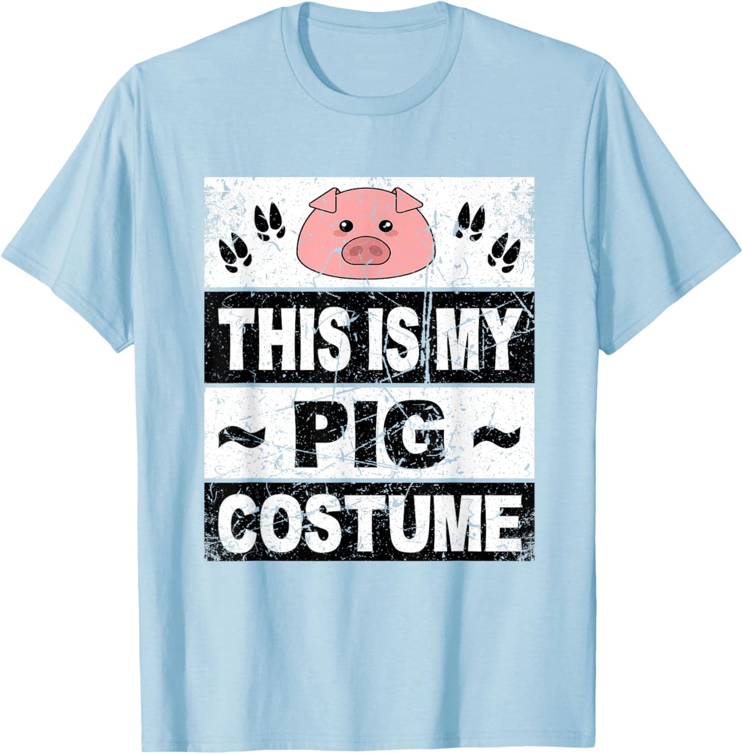 Retro Pig Costume Shirt Adult Women Men Kids Toddler Baby T-Shirt - T-Shirt | Light Blue