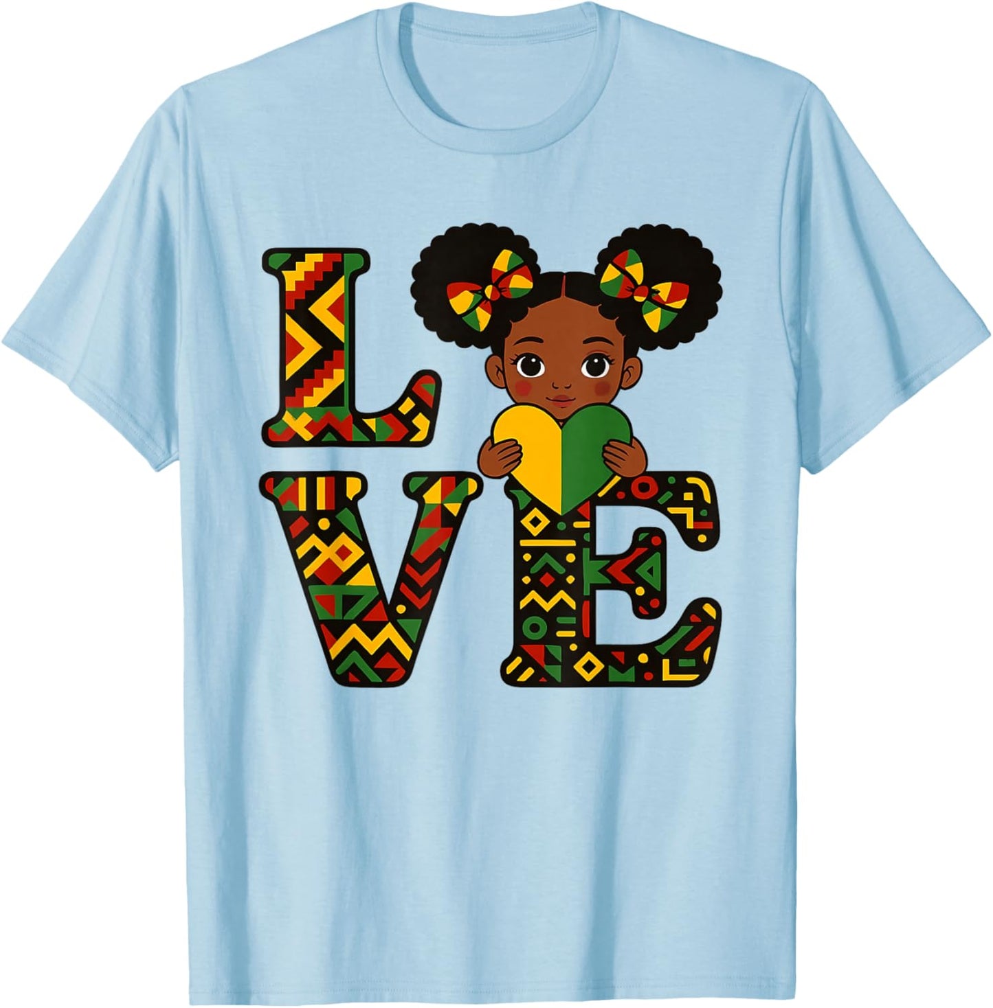 Love Black History Month Strong African Toddler Girls T-Shirt - T-Shirt | Light Blue
