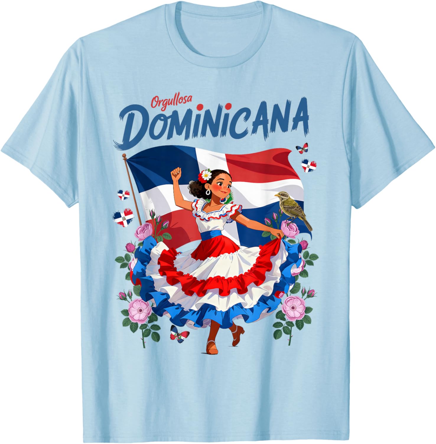 Dominicana Outfit Idea for Girls Dominican Republic Flag T-Shirt - T-Shirt | Light Blue