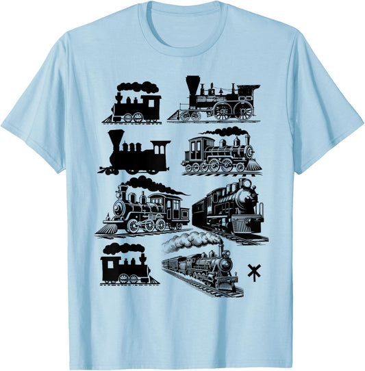 Steam Engine Train Vintage Steam Train Locomotive T-Shirt - T-Shirt | Light Blue