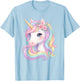 Unicorn, Unicorn with Rainbow Hair, Cute Unicorn T-Shirt - T-Shirt | Light Blue