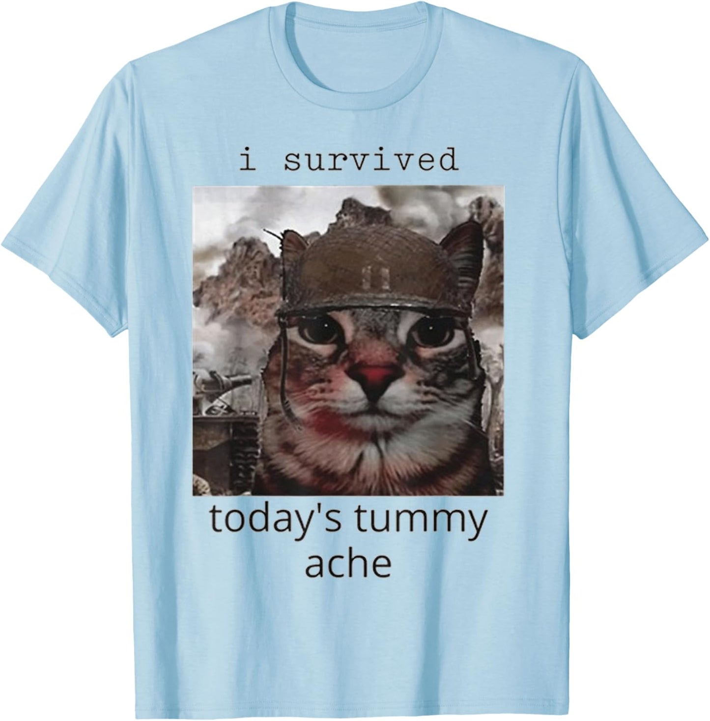 I survived today's tummy ache Cat T-Shirt - T-Shirt | Light Blue