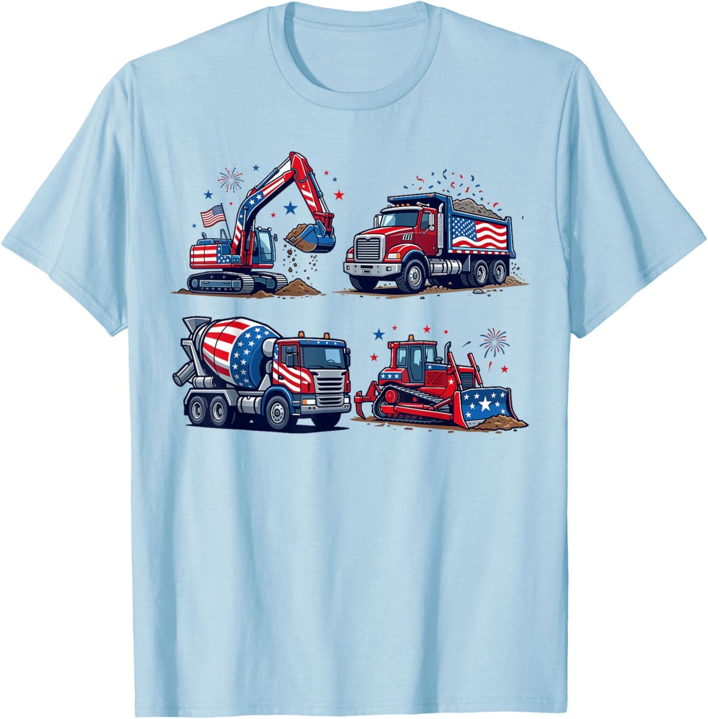 4th of July Trucks USA Patriotic for Boys T-Shirt - T-Shirt | Light Blue
