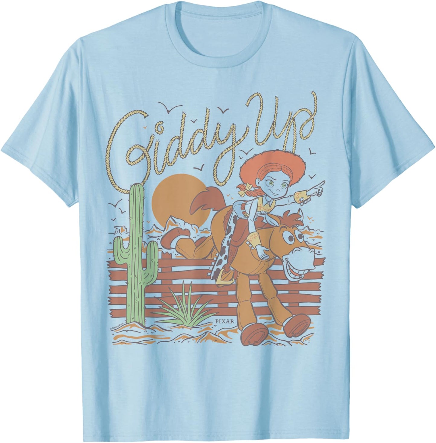 Disney - Toy Story Jessie Riding Bullseye Giddy Up Western T-Shirt - T-Shirt | Light Blue