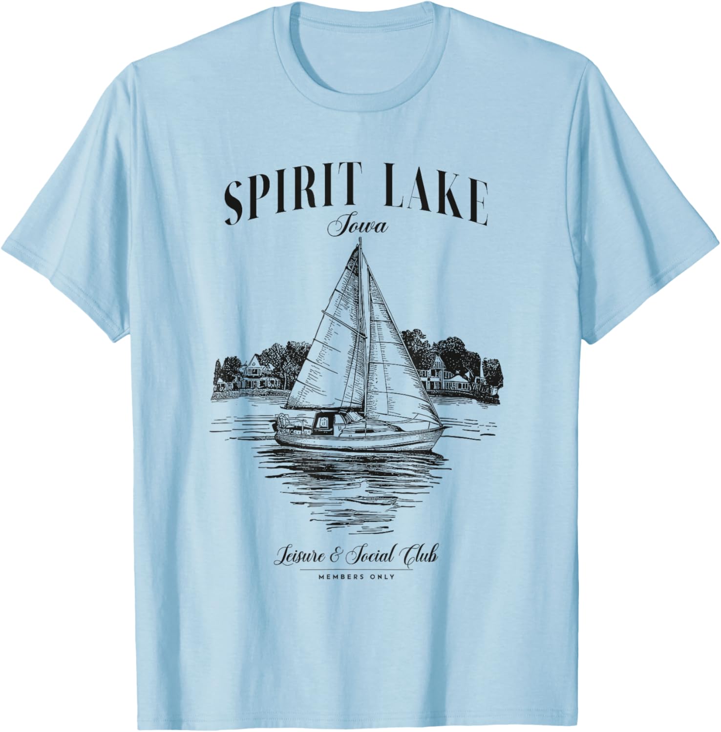Spirit Lake Iowa Outdoors Vintage T-Shirt - T-Shirt | Light Blue