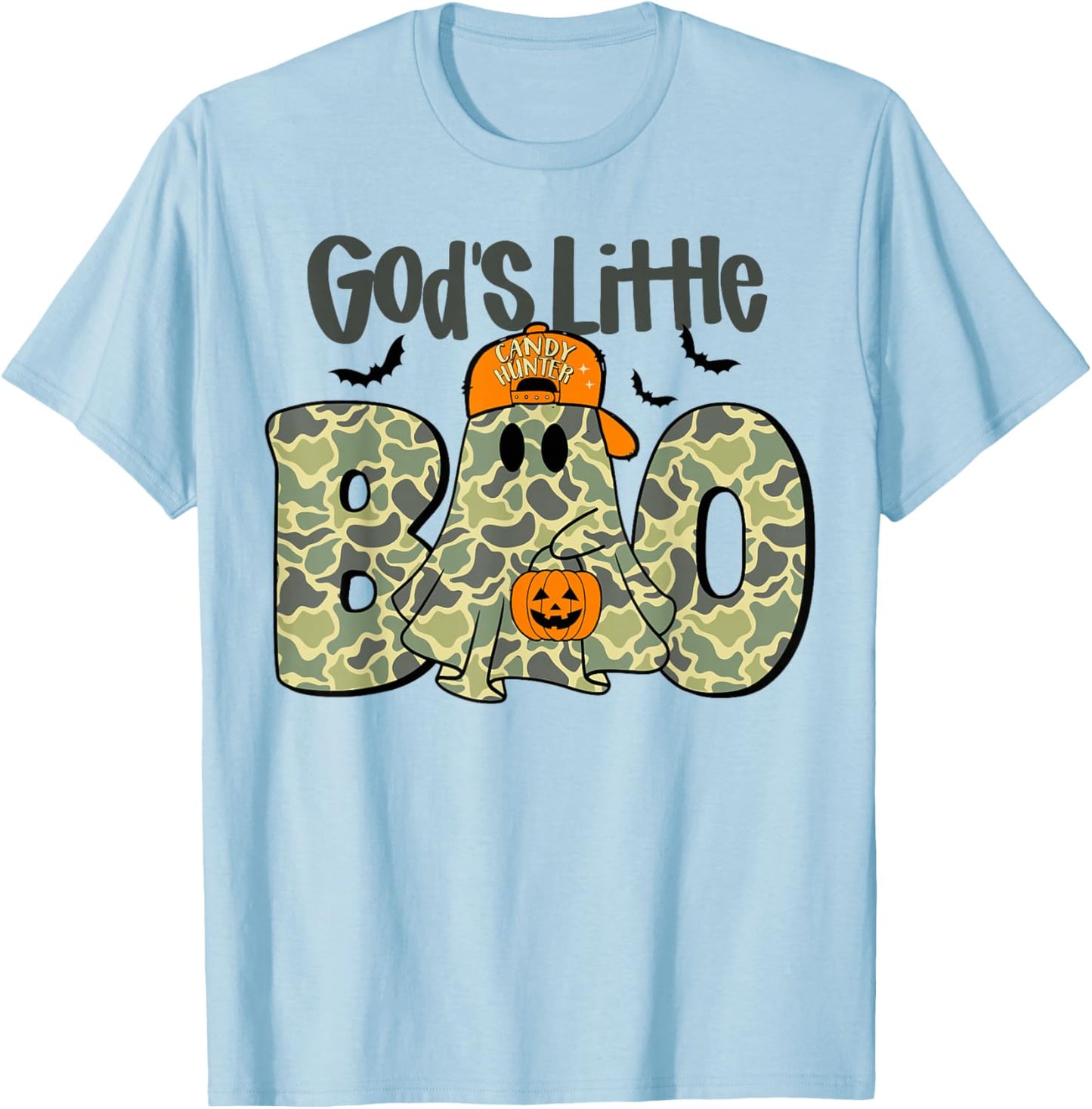 God's Little Boo Camo Ghost Christian Halloween Boys Kids T-Shirt - T-Shirt | Light Blue