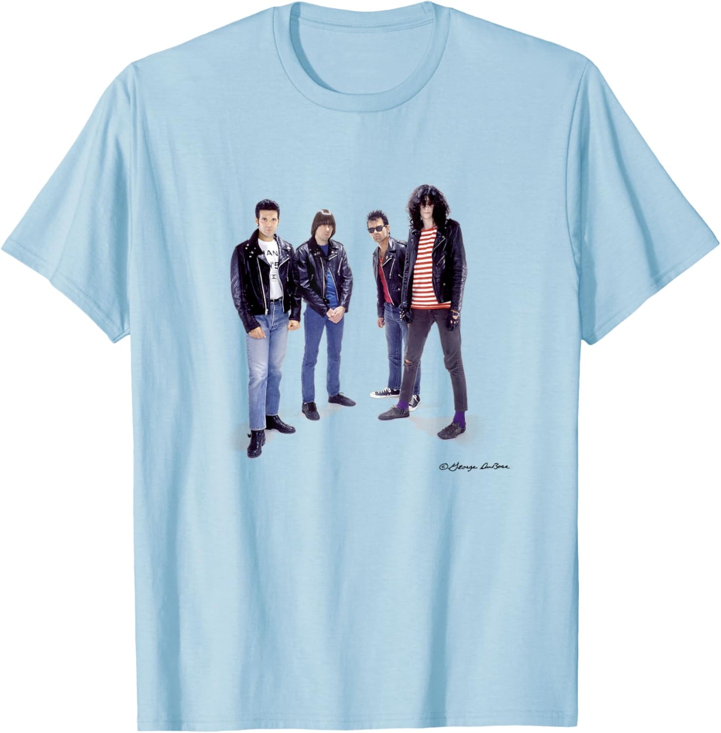 Ramones Punk Band Portrait with Clement Burke George DuBose T-Shirt - T-Shirt | Light Blue