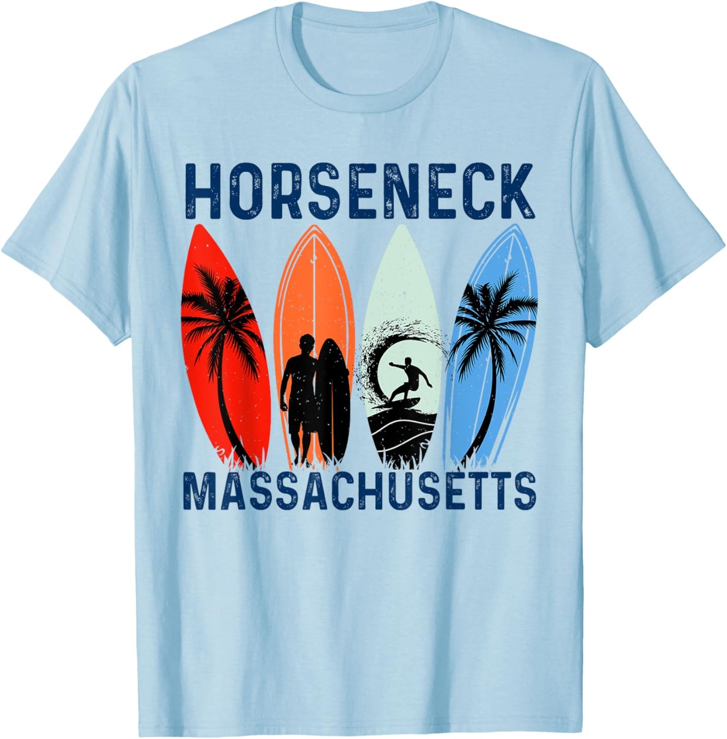Retro Massachusetts Horseneck Surfing Beach T-Shirt - T-Shirt | Light Blue