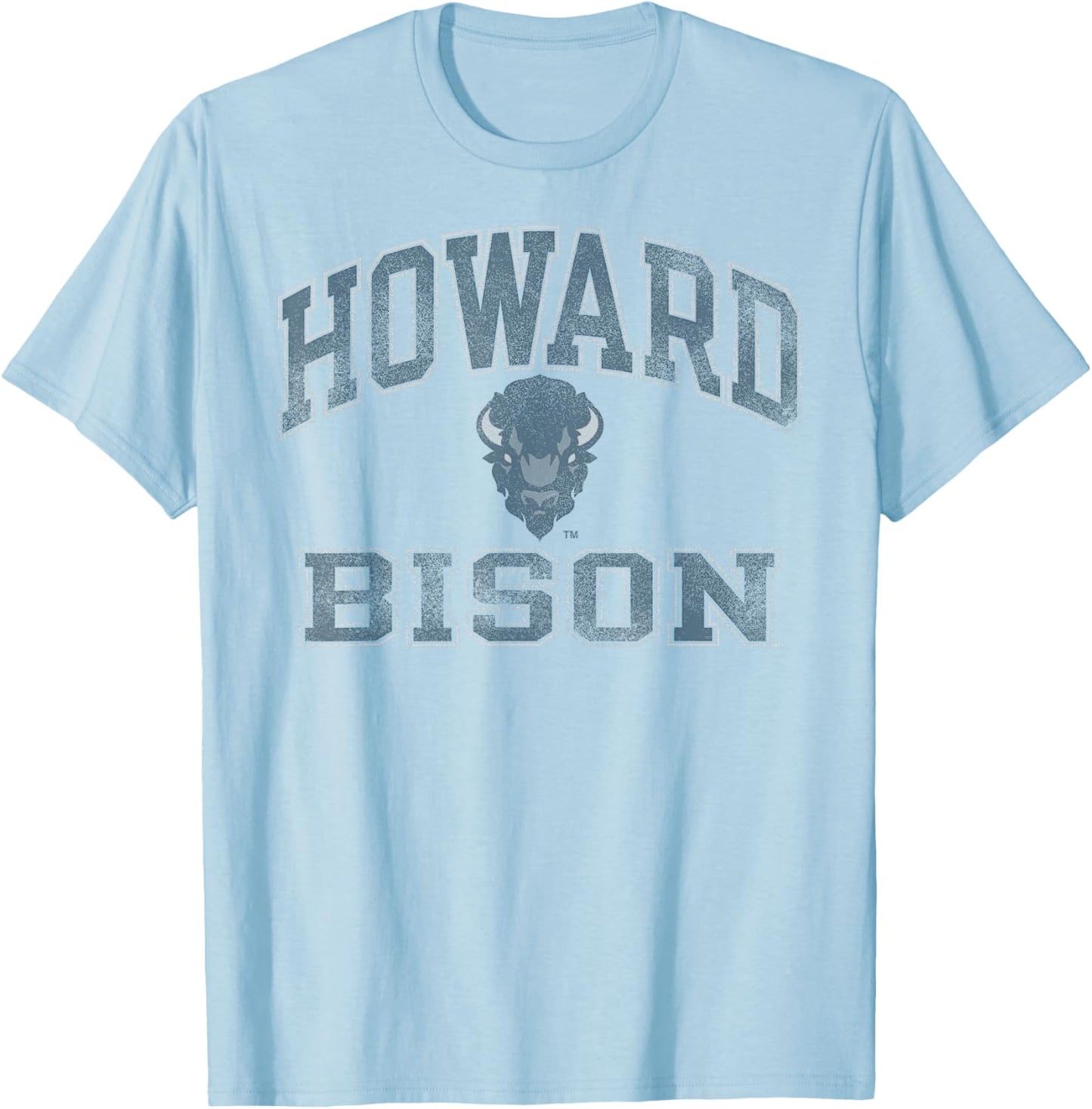 Howard Bison Vintage Worn Gray Officially Licensed T-Shirt - T-Shirt | Light Blue