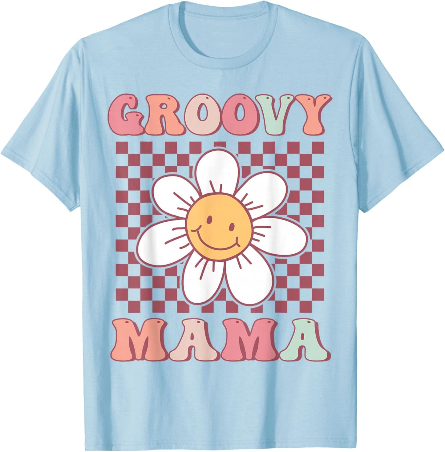 Cute Groovy Mama Matching Family Birthday Party Daisy Flower T-Shirt - T-Shirt | Light Blue