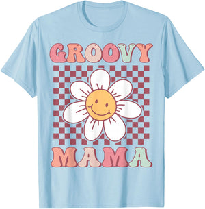 Cute Groovy Mama Matching Family Birthday Party Daisy Flower T-Shirt - T-Shirt | Light Blue