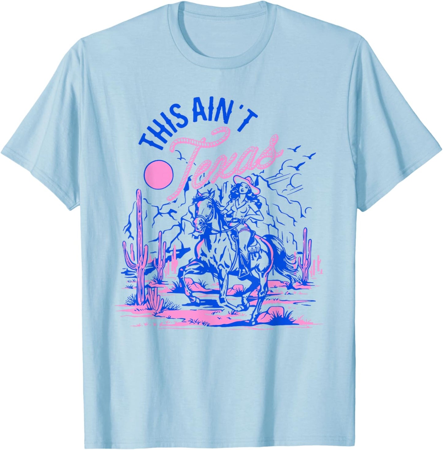 This Ain’t Texas Cowgirl Queen Bee Silhouette Texas Holdem T-Shirt - T-Shirt | Light Blue