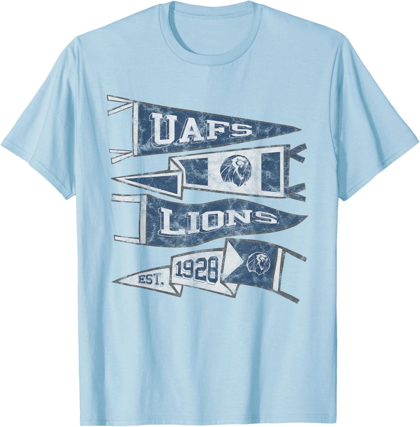 University of Arkansas Fort Smith Lions Distressed Pennants T-Shirt - T-Shirt | Light Blue