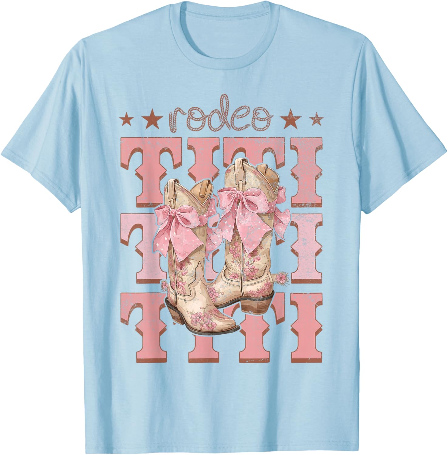 Rodeo Titi Pink Boots Coquette Cow-Girl Birthday Party T-Shirt - T-Shirt | Light Blue