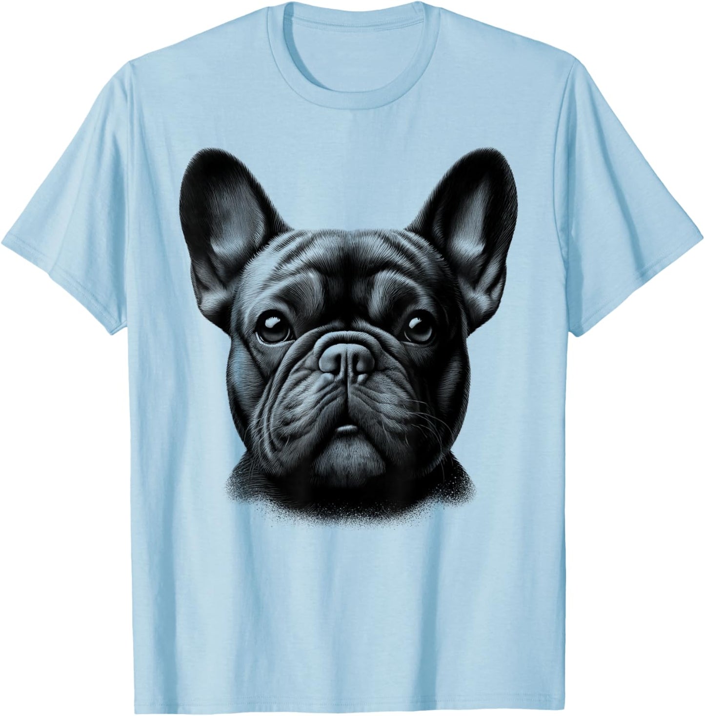 Head Portrait of a Cute French Bulldog T-Shirt - T-Shirt | Light Blue